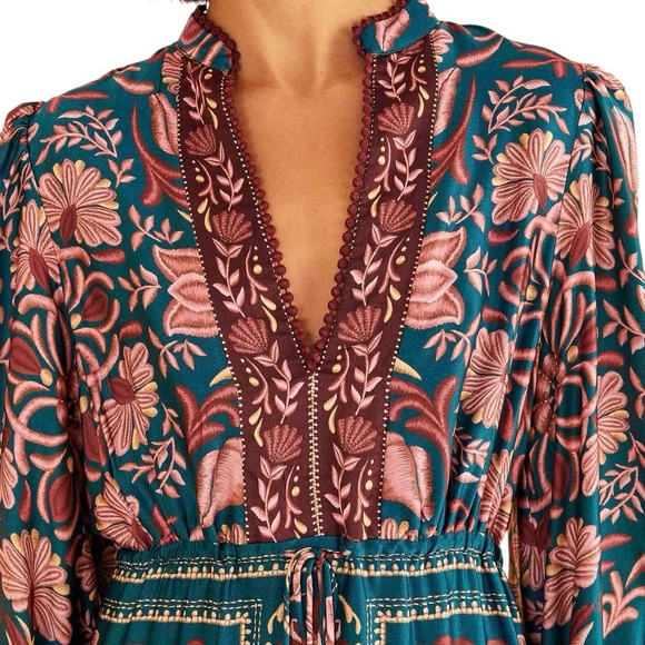 Farm Rio Teal Seashell maxi dress NWT - Picture 4 of 11